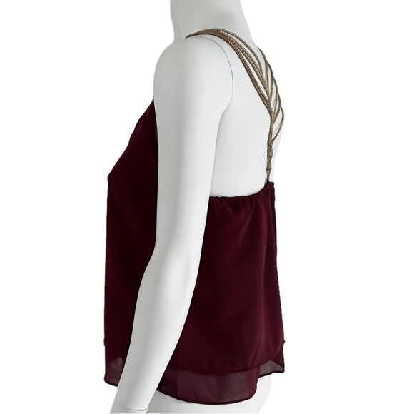 CHARLOTTE RUSSE Burgundy Double Layer Tank Top with Chain Back Straps size XS - Picture 5 of 14